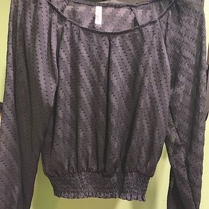 Sheer black off the shoulder long sleeve  dressy blouse size sp